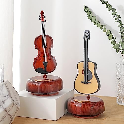 Elektro Gitar Müzik Kutusu Klasik Kurmalı Müzik Kutusu Dönen Müzik Kutusu Dönen Taban Yaylı Müzik Aleti Minyatür Replika Artware Doğum Günü Sevgililer Günü Günü için Hediye
