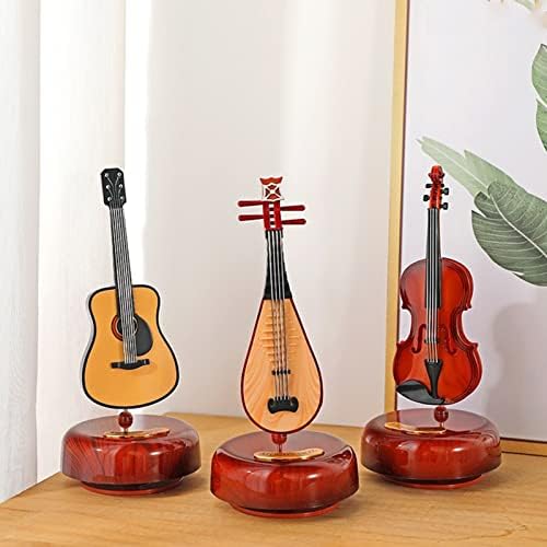 Alternative view of Elektro Gitar Müzik Kutusu Klasik Kurmalı Müzik Kutusu Dönen Müzik Kutusu Dönen Taban Yaylı Müzik Aleti Minyatür Replika Artware Doğum Günü Sevgililer Günü Günü için Hediye