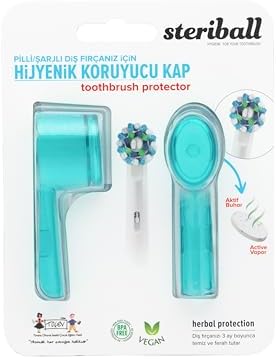 STERIBALL ŞARJLI VE PİLLİ DİŞ FIRÇALARI İÇİN HİJYENİK DİŞ FIRÇASI KORUMA KABI-2'Lİ TURKUAZ X 2