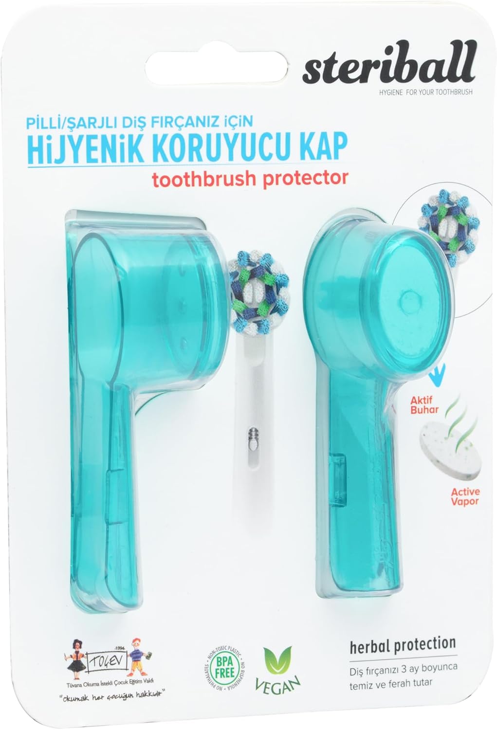 Alternative view of STERIBALL ŞARJLI VE PİLLİ DİŞ FIRÇALARI İÇİN HİJYENİK DİŞ FIRÇASI KORUMA KABI-2'Lİ TURKUAZ X 2