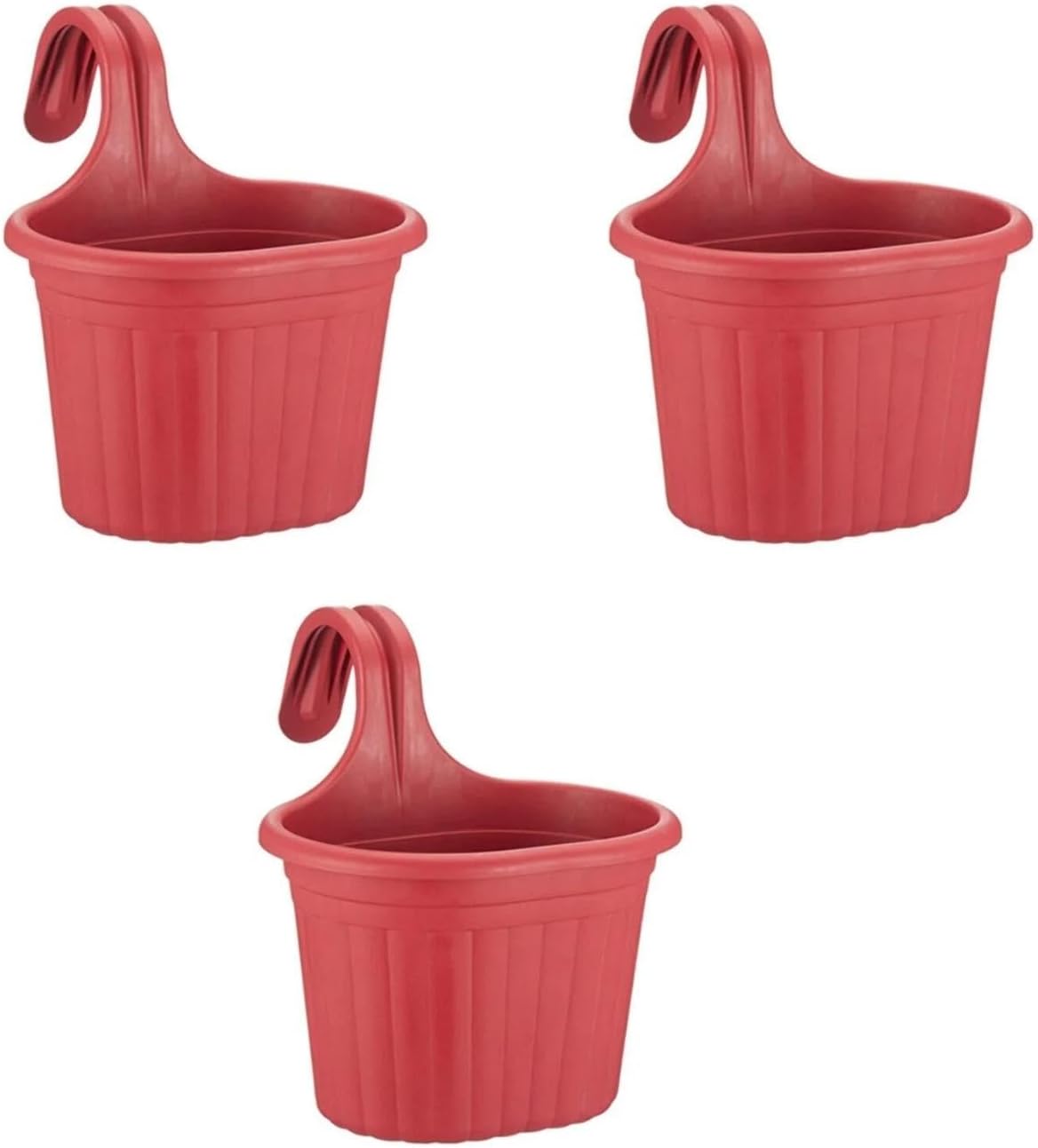 Alternative view of Tom1 Askılı Balkon Saksı – 3 Litre, 3 Adet | Kırmızı Renk | 22,2 cm | Askılı Tasarım