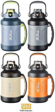 TKK Boy 1650ml Pipetli/Pipetsiz Kullanım Askılı Paslanmaz Çelik Termos Matara (Mavi)