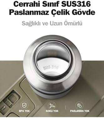 Alternative view of TKK Büyük Boy 1000ml Pipetli/Pipetsiz Kullanım Askılı Paslanmaz Çelik Termos Matara (Turuncu)