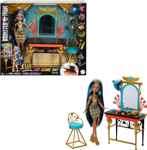 Alternative view of Cleo De Nile Bakım Günü bebek, saklama alanı olan makyaj masası, saç ve takı aksesuarlarıyla oyun seti, HXH96