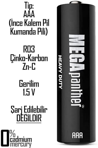 AAA R03 İnce Kalem Pil Kumanda Pili Zn-C 1.5V (24)