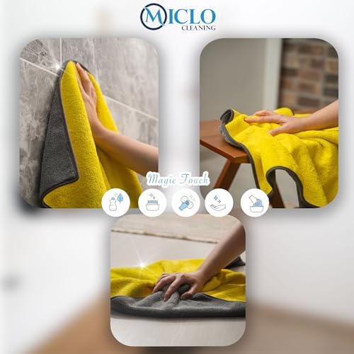 CLEANING | 750 GSM Çift Taraflı Ultra Emici Otomobil, Araba, Kaporta Torpido Kurulama Bezi | 50x70cm | Boy | Sarı