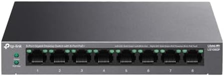 LS108GP | 8-Port Gigabit PoE+ Switch | 62W PoE Bütçesi, 250m İletim, Tak ve Çalıştır | Fansız, Sessiz Metal Kasa | IP Kamera & AP Uyumlu Ağ Anahtarı