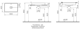 Alternative view of Metropole 7535B020-1398 Dikdörtgen Çanak Lavabo, 60cm, Taupe