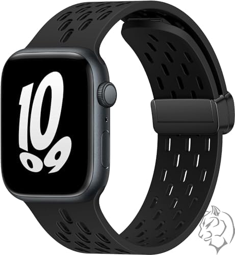 Alternative view of için Manyetik Ter Önleyici Spor Kordon, Suya Dayanıklı, Nefes Alabilen Silikon Kayışlar. iWatch Ultra SE Serisi 9/8/7/6/5/4/3/2/1,Kadın Erkekler için, 42mm 44mm 45mm 49mm,