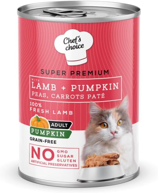 Chef's Choice Kuzu Etli ve Balkabağı Ezmeli Yetişkin Kedi Yaş Maması, 400 g x 12 Adet