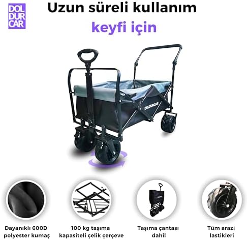 Alternative view of Katlanabilir | Büyük Tekerlekli Plaj ve Kamp Arabası | Çocuk ve Yük Taşıma İçin Katlanabilir Alışveriş Arabası | Bahçe, Seyahat ve Alışveriş İçin Hafif Taşıma Arabası.
