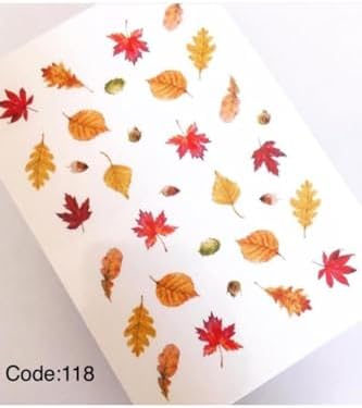 Sonbahar Yaprak Desenli Tırnak Dövmesi Tırnak Tattoo Nail Art Tırnak ScaNM136