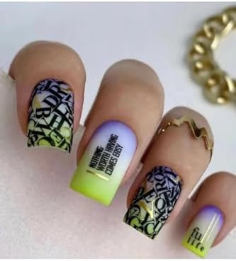Alternative view of Genel Yazı Desenli Tırnak Tattoo Nail Art