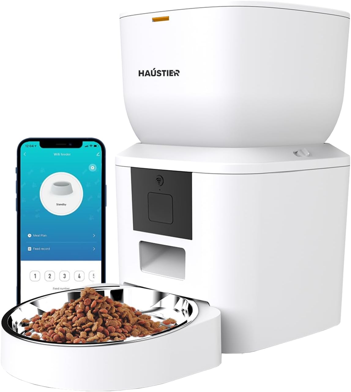 Alternative view of Haustier QQ023 Akıllı Kedi Köpek Mama Kabı, App-Wifi Uzaktan Kontrol, 4lt Hazne, Metal Kase (Beyaz)