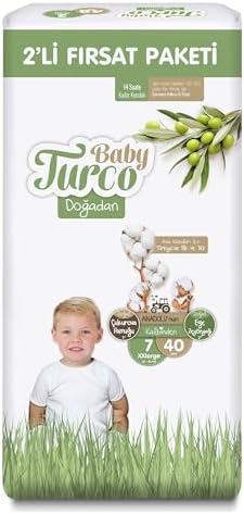 Alternative view of Baby Turco Doğadan 2'li Fırsat Paketi Bebek Bezi 7 Numara Xxlarge 40 Adet