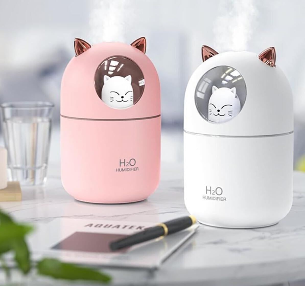 Alternative view of Oto Ve Ev Kedi Karakterli Rgb Ledli Hava Nemlendirici Buhar Makinesi Beyaz