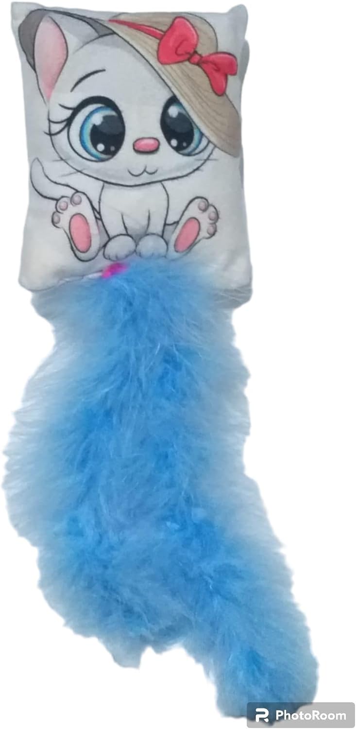 Pelüş Desenli ve Tüylü Kedi Oyuncağı