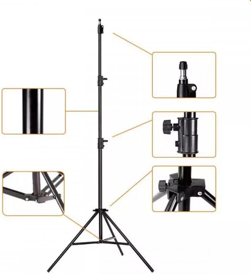 Ayarlanabilir Profesyonel Işık Standı, Teleskopik Yükseklik Ayarlı, Katlanabilir Taşınabilir Metal Gövde, Fotoğraf Video Çekim Işıkları Softbox Ring Light için Stüdyo Tripodu