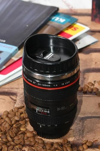 Objektif Kupa Lens Kupa Kahve Ve Çay İçin Termos Kupa Fotoğraf Tutkunları İçin Dekoratif Hediyelik 350 ml (Plastik Kapak)