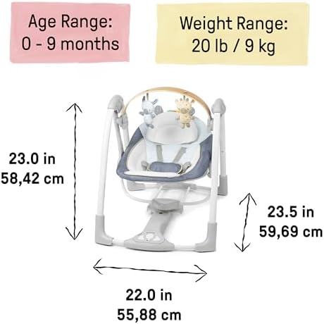 Alternative view of Ingenuity Swing n Go taşınabilir salıncak, çıkarılabilir, sürdürülebilir kaynaklı, ahşap oyuncak bar, 5 vites, 0-9 aylık yaş için, 20 lbs'ye kadar - Chambray