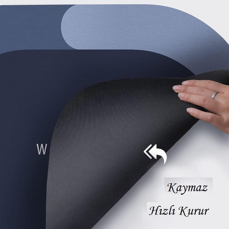Banyo Paspası Deri Taban Kaydırmaz Banyo Paspası (60 * 40) (Mavi)