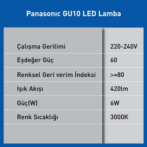 Alternative view of LED GU10, SICAK BEYAZ IŞIK 6W 430LM 3000K 60°
