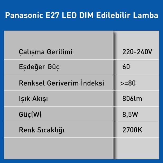 Alternative view of E27 LED Dim Lamba 8.5W 806LM 2700K