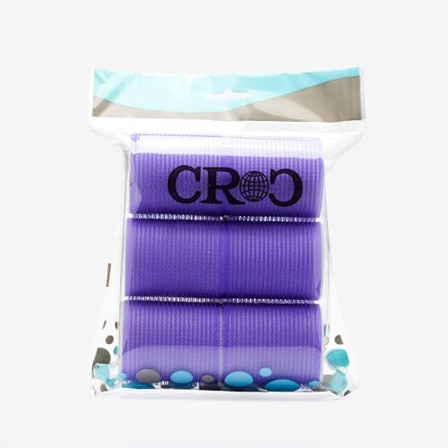 Croc 1203 Mor Cırtlı Sünger Bigudi 6Lı Çap 5Cm +10Lu Plastik Saç Pensi