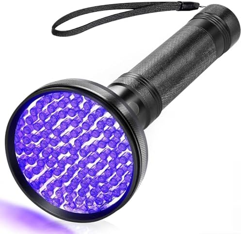 100 LED 395nm Mor Işık UV El Feneri - Ultraviyole Siyah Fener - Ev Otel Evcil Hayvan Para
