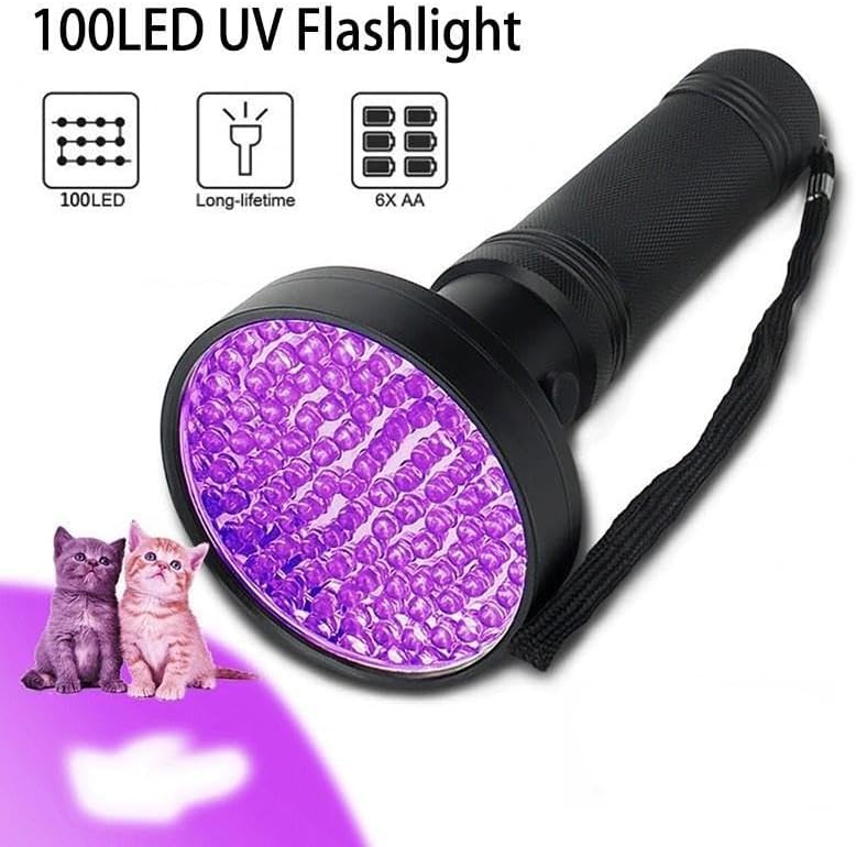 Alternative view of 100 LED 395nm Mor Işık UV El Feneri - Ultraviyole Siyah Fener - Ev Otel Evcil Hayvan Para