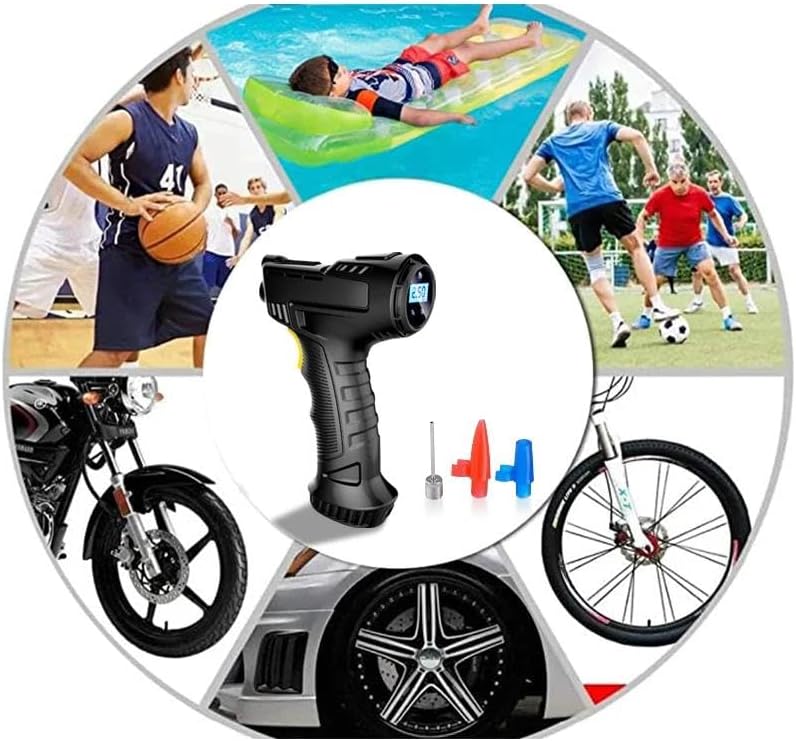 120W Kablosuz Hava Kompresörü Araç Motorsiklet Bisiklet Top Araba Lastik Pompası - USB - LED Işıklı
