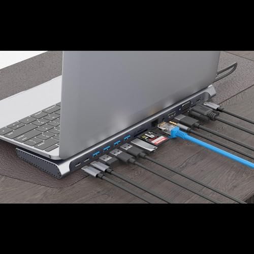 14in1 Type-C to İstasyonu 14'ü 1 arada HDMI VGA PD(3.0), 4 * USB, 2 * USB C, 10 / 100M Gigabit 14 in 1 Uyumlu Adaptör 9199A