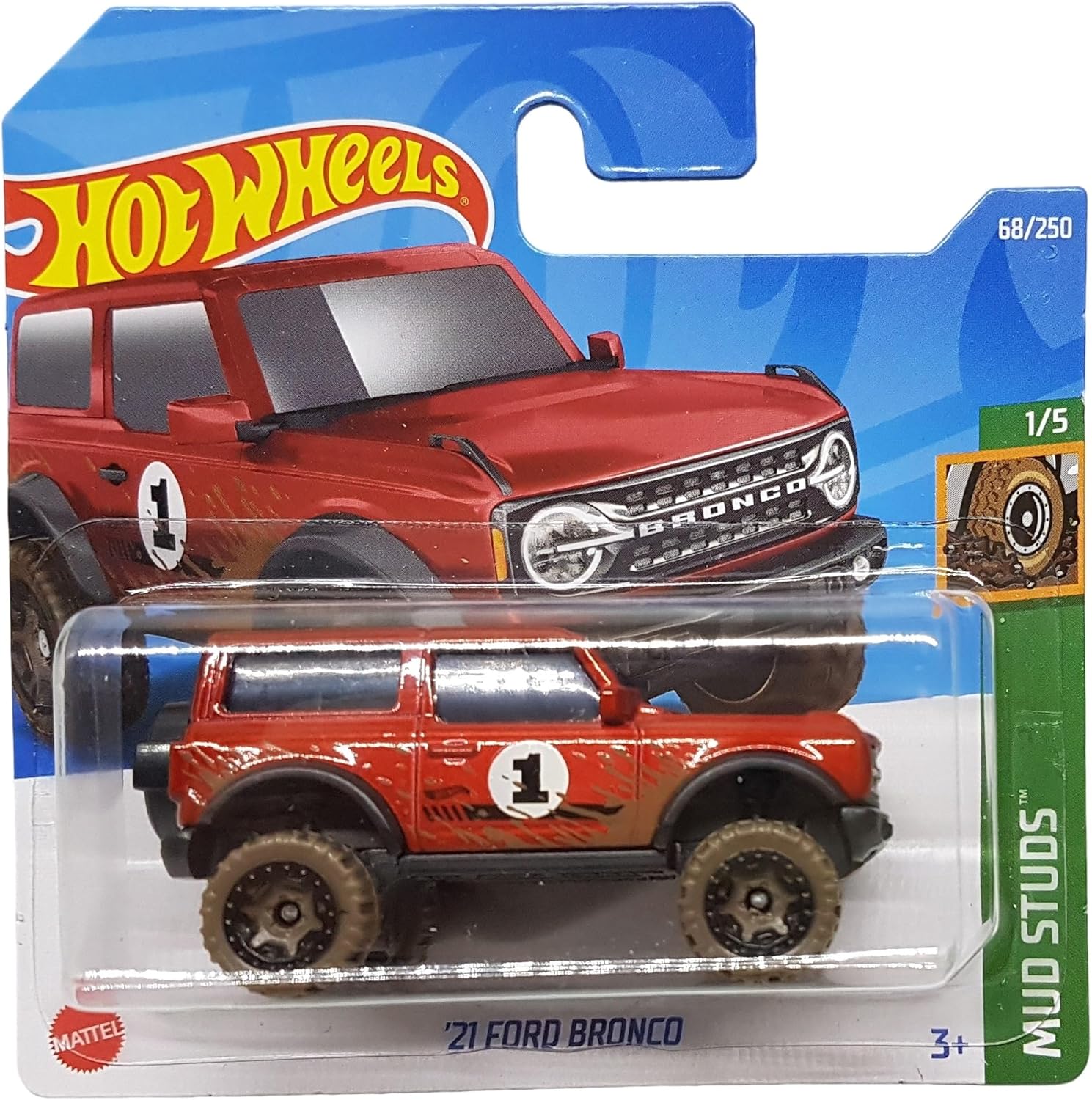 - ´21 Bronco - Mud Studs 1/5 - HCW91 - Short Card - Arazi aracı - kırmızı - Mattel 2022