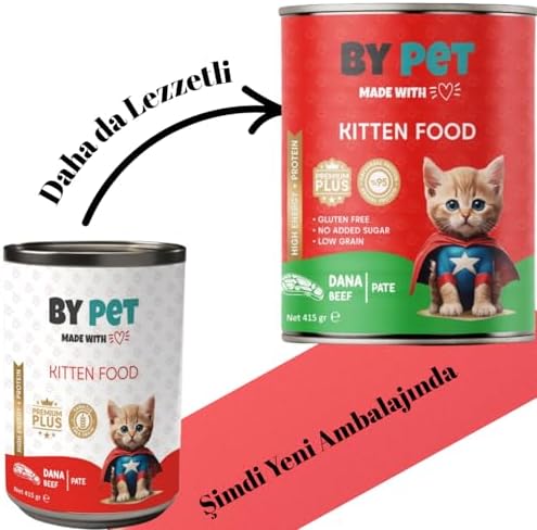 bypet Yavru Kediler İçin Dana Etli Konserve Yaş Mama 415 gr x 12 Adet