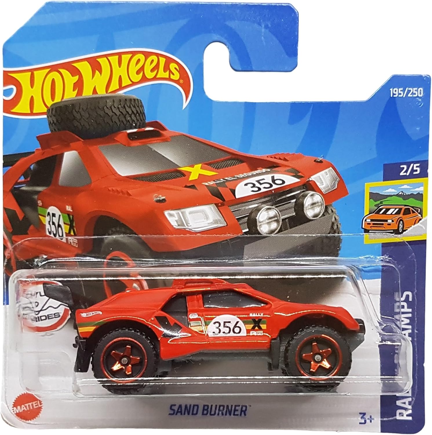 - Sand Burner - Rally Champs 2/5 - HCX64 - Short Card - Ryu´s Rides - kırmızı - Mattel 2022