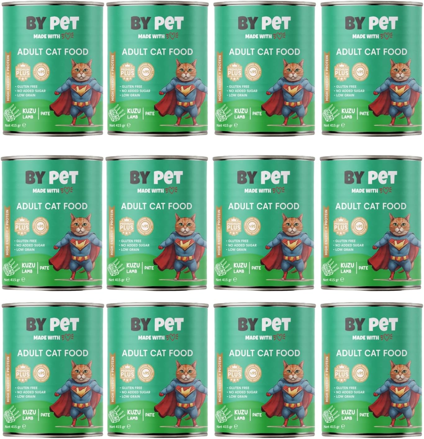 bypet Yetişkin Kediler İçin Kuzu Etli Konserve Yaş Mama 415 gr x 12 Adet