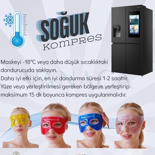 Vanaca Grup Termojel Göz Maskesi, Göz Altı Torbası Şişlik Gidermeye Yardımcı, Uyku Bandı, &Soğuk Göz Terapisi, Tekrar Kullanılır Termojel Göz Maskesi