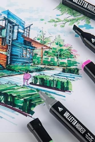 Alternative view of Valletta Moringa 48'li Çift Taraflı Art Marker Keçeli Kalem Seti Çantalı