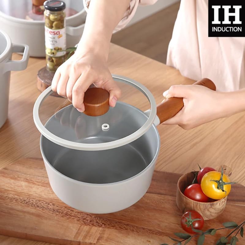 FİKA CAM KAPAKLI ALÜMİNYUM DÖKÜM SOS TENCERESİ 18CM GRİ