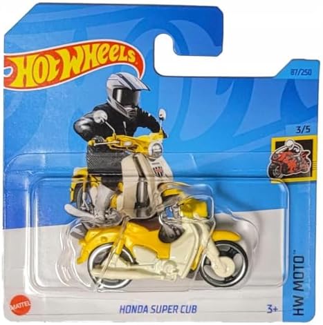 Alternative view of - Super Cub - HW Moto 3/5 - HKK32 - Short Card - Motosiklet - Sarı - Mattel 2023
