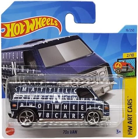 - 70s Van - HW Art 2/10 - HKK16 - Short Card - Metal Flake Navy Blue - Mattel 2023
