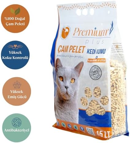 Alternative view of Premium Plus Çam Peleti Kedi Kumu 15 LT Yavru/Yetişkin Kediler ve Küçük Hayvanlar için%100 Organik Kedi Kumu - Astımlı ve Alerjik Kediler için Uygun - Kimyasal İçermeyen Çam Peleti
