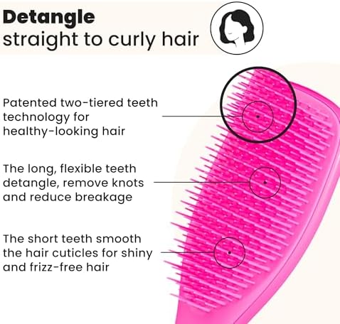 Alternative view of Tangle Teezer Detangler Saç Fırçası | Islak ve Kuru Saçlar İçin | Tüm Saç Tiplerini Çözer | Kırılmayı Azaltır, Düğümleri Ortadan Kaldırır | İki Katmanlı Dişler ve Rahat Sap | Pist Pembesi