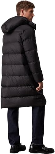 Calvın Kleın Erkek Fermuarlı Kapüşonlu Dolgulu Siyah Kaban Essentials Long Parka J30j326102
