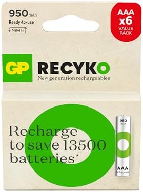ReCyko 950mAh AAA İnce Kalem Ni-Mh Şarjlı Pil, 1.2 Volt, 6'Lı Kart