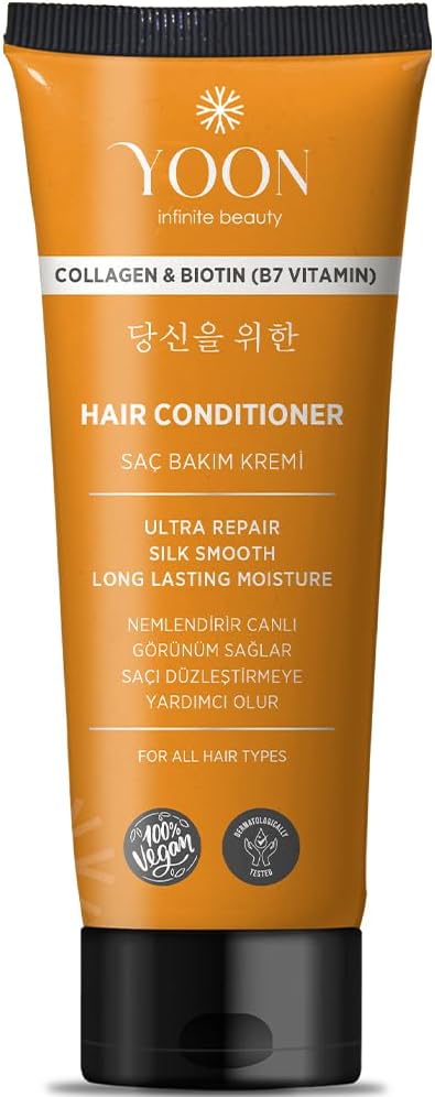 YOON Biotin, B7 ve Kolajen İçeren Vegan Saç Bakım Kremi, Silikonsuz & Sülfat İçermeyen Nemlendirici, Onarıcı ve Besleyici Saç Kremi 200ml