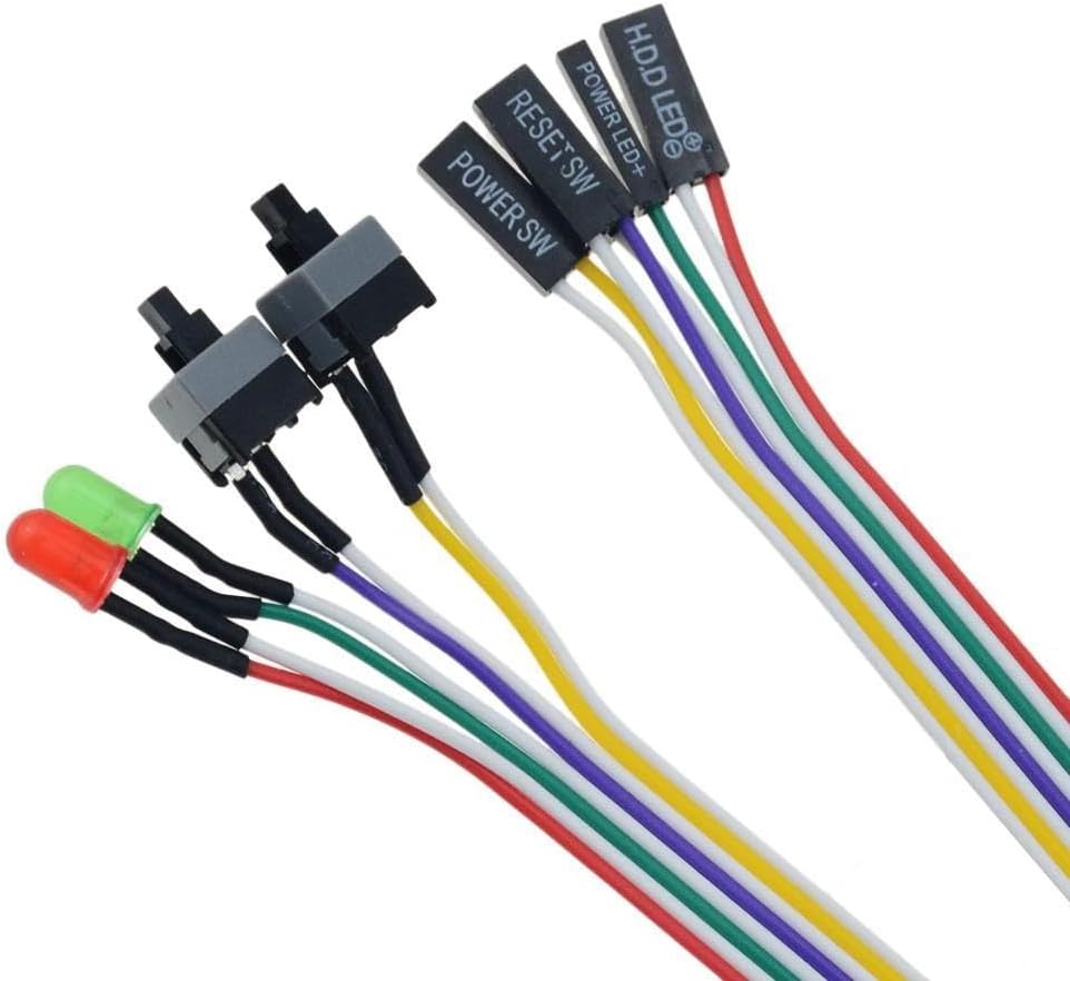 Alternative view of Ana Kart Power Kablosu Led Işıklı Reset Açma Kapama Butonu Kablosu On Off Switch 5064
