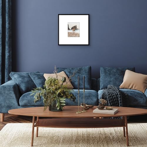Siyah 20x20 Resim Çerçevesi - Mat ile 8x10 Resim Çerçevesi veya 20x20 Çerçeve olarak kullanın - Pleksiglas Kapaklı İnce Kenarlıklı Fotoğraf Çerçevesi - Duvar Ekranı için Kare Resim