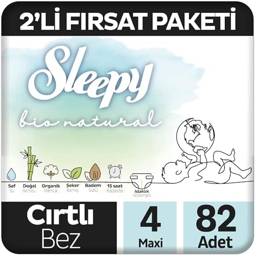 Bio Natural 2'li Fırsat Paketi Bebek Bezi 4 Numara Maxi 82 Adet Cırtlı Bez