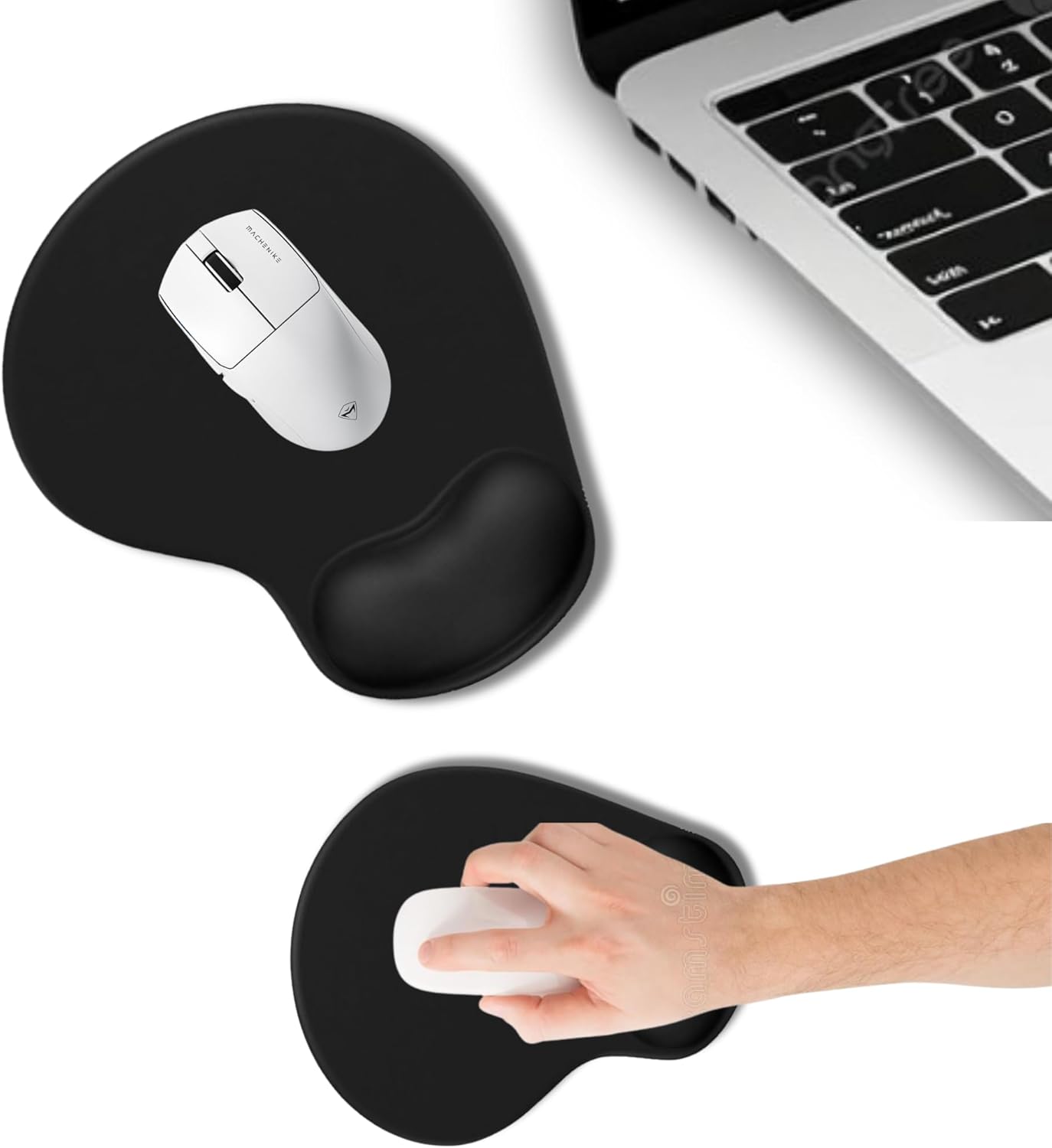 - Bilek Destekli Mouse Pad | Konforlu, Kaymaz Taban, Ergonomik, Yumuşak, Ev,ofis (Siyah)